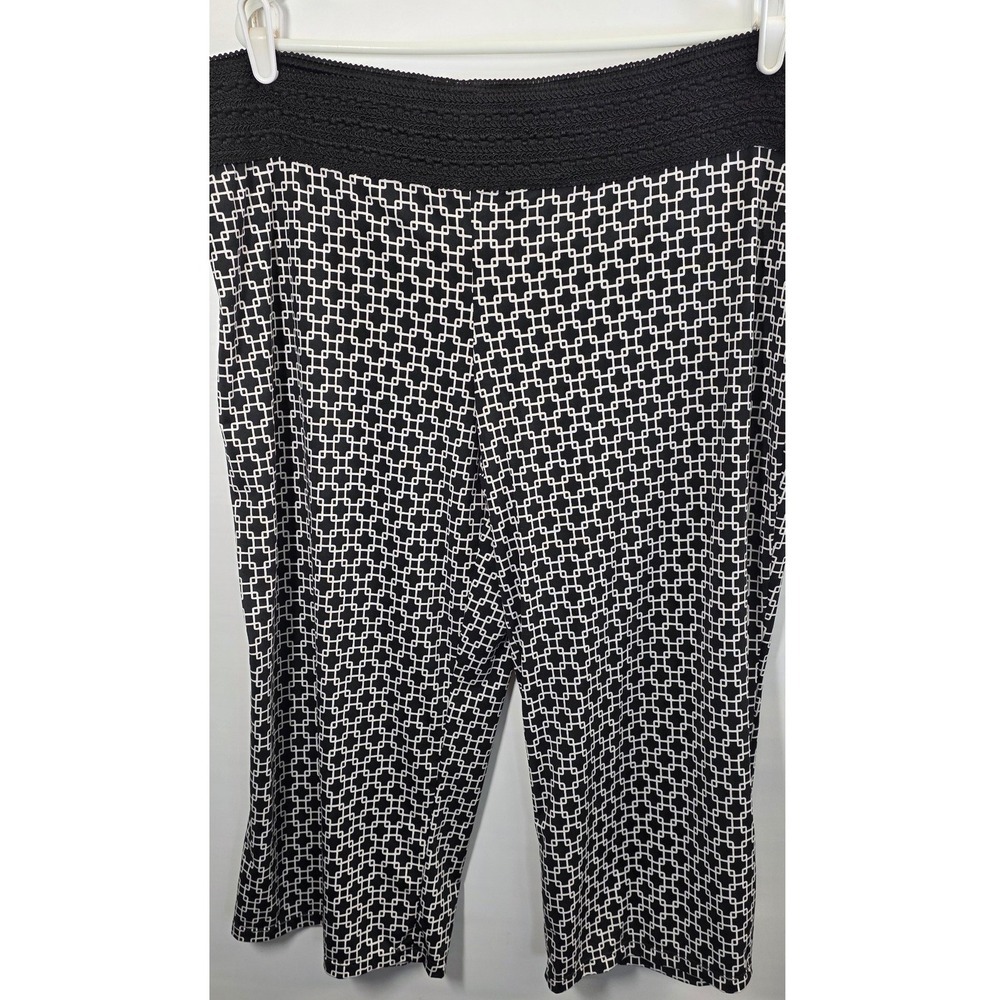 Robert Louis Black White Capris Cropped Pants Plus Size XL Stretch Comfort Waist